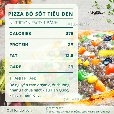 Instagram post - Pizza - Nutrition fact canva food graphic design pizza template