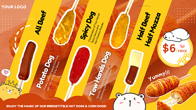 TV Menu - Hotdog - Corn dog canva corn dog food graphic design hotdog template