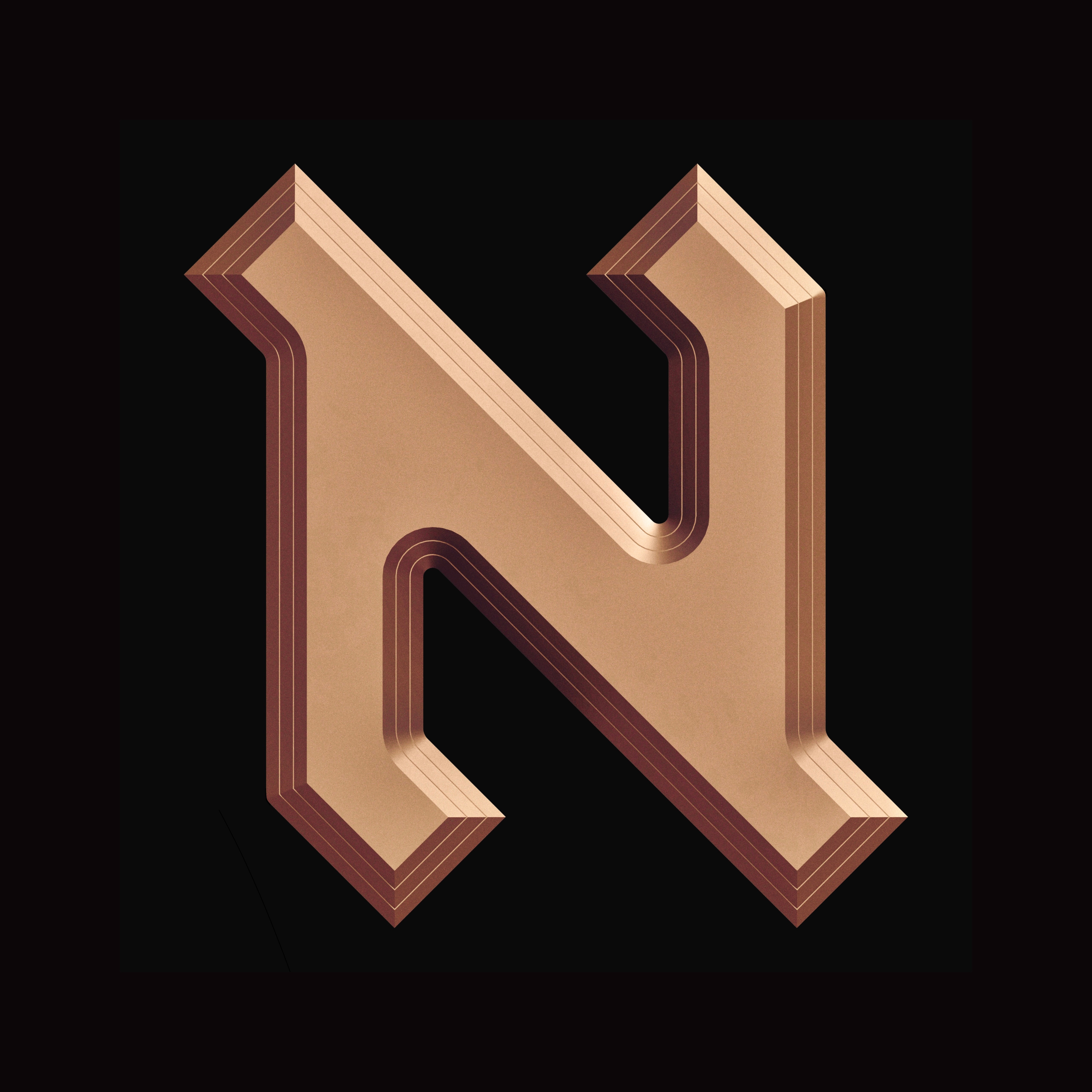 N 36 days of type 3d bevel blackletter branding design extrude graphic design illustration illustrator logo n typography vector