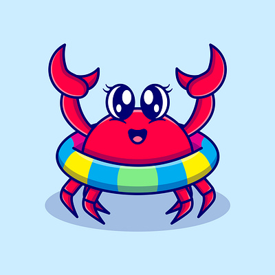 Cute crab 3d animal animation branding cartoon case study crab cute design fast food food graphic design illustration illustration art kids logo sea sticker ui