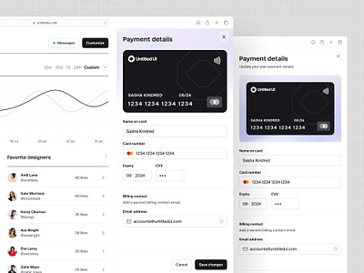 Payment details slideout — Untitled UI card dashboard figma form menu minimal minimalism modal product design settings slide out slideout ui design user interface user interface design