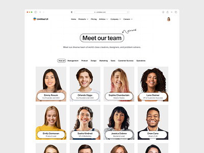 Meet our team — Untitled UI about page about us careers company page figma grid meet our team minimal minimalism team web design webflow