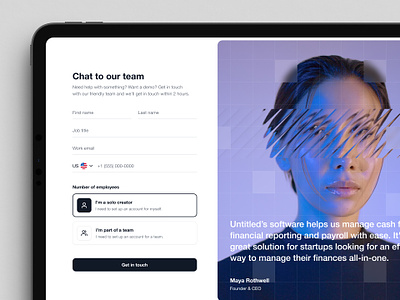 Contact page form — Untitled UI contact contact form contact page contact us figma form get in touch minimal minimalism quote testimonial ui design user interface web design webflow