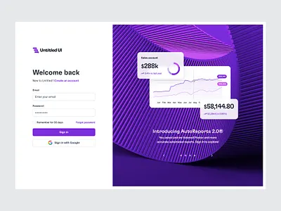 Log in page — Untitled UI auth log in login minimal minimalism product design purple sign in signin split screen ui design user interface web design