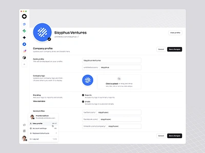 Company profile settings — Untitled UI company profile dashboard form form input minimalism preferences product design profile settings sidebar ui design user interface user interface design user profile ux design