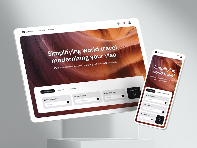 Livevisa - E-visa Application Landing Page 3d design graphic design mockup product design responsive travel ui travel website ui ui design ux web design website