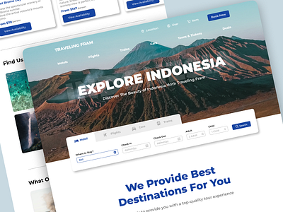 TRAVELING FRAM - Travel Landing Page accommodation adventure design interface design landing page travel ui uiux user experience user interface ux