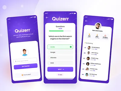 Quizerr App UI 3d adobe illustrator adobe photoshop adobe xd animation branding design figma graphic design illustration logo motion graphics puzzleapp quiz ui vector