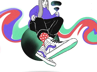 Dreamer girl 3 character art design digital illustration illustration portrait illustration vector