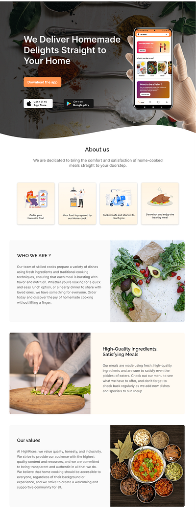 Food app_About us, Landing page_Redesign about us food app redesign ui ux
