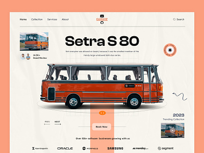 Garage - Bus Garage Website automobile automotive bus car creative electric car garage hero home page landing page mockup motor old cars ride ui ui design vehicle vintage web design website