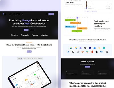 CoLab- Saas Project Management Software dark mode figmatowebflow kanban productivity project management remote work saas task management team collaboration ui design ux esign workflow optimization