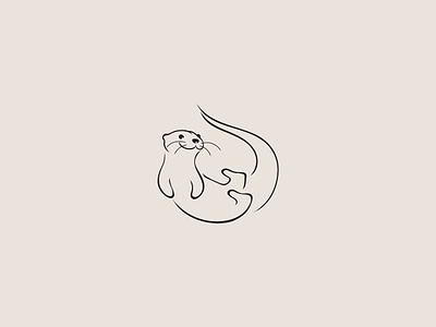 Otter animal branding cute design illustration line art logo modern otter