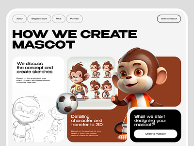 Mascot design landing page website homepage landing page mascot ui web webdesign website work steps