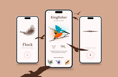 Concept Crunch - Flock: Discover birds in your surroundings bird animation bird app bird discovery bird flock bird shazam bird swarm mobile bird app mobile design product design sound discovery swarm animation wildlife wildlife application wildlife bird app