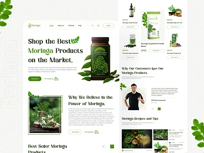 Moringa Oleifera Landing Pages Design bestshop branding design figma graphic design green healthy landingpagedesign market moringa oleifera organic products ui uidesign uiux uxdesign uxuidesign website websitedesign