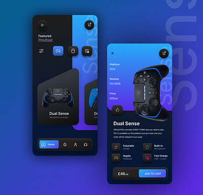 Game accessories e-commerce app branding illustration ui ux