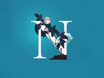 N - Night 36daysoftype collage collage art collage digital collage maker collageart design graphic graphicdesign illustration letter lettering letters moon n night plant type typo typography