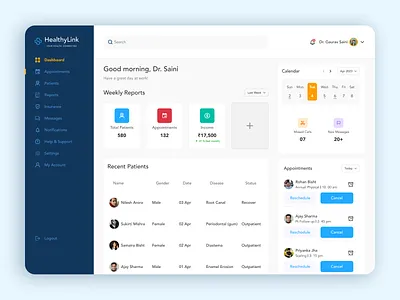 Medical Doctor Dashboard dashboard design doctor dashboard health healthcare medical dashboard patient ui ui design uiux
