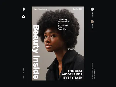 Poster design for Goodfaces agency beauty branding composition design fashion figma graphic design inovation inspiration models modern new poster stylish typography ui uidesign uitrend ux web