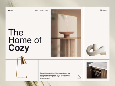 Recozy - Furniture Landing Page appdesigninspiration appuserexperience design flatdesign ui