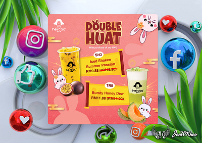 Hercaa Double Huat 2023 | Advertisement Design bunting design flyer graphic design illustration jonwkhoo poster social media streamer tv display