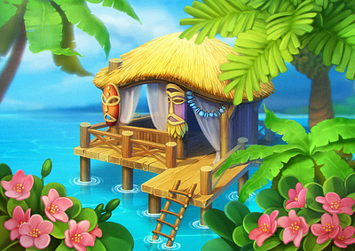 Illustration for Gardenscapes game by Playrix casual game art catrooning game art game object illustration