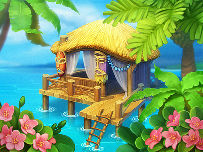 Illustration for Gardenscapes game by Playrix casual game art catrooning game art game object illustration