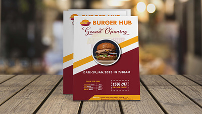 "BURGER HUB" A4 FLYER DESIGN a4 flyer brand branding burger burger flyer design flyer flyer marketing graphic design marketing vector