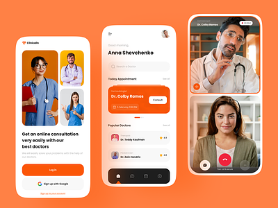 Doctor's Appoitment app - Light mode clean ui design doctor doctors app graphic health healthcare hospital medical assistance medicine messenger minimal design startup treatment ui uiux ux video call app webdesign zoom