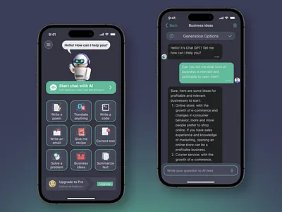 GPT Chat iOS App ai ai assistant ai chat app app design artificial intelligence chat chat gpt design gpt ios menu mobile app mobile design pormpt robot ui user experience user interface ux