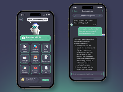 GPT Chat iOS App ai ai assistant ai chat app app design artificial intelligence chat chat gpt design gpt ios menu mobile app mobile design pormpt robot ui user experience user interface ux