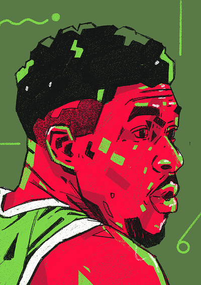 Giannis basketball character design giannis illustration illustrator nba nba playoffs people portrait portrait illustration procreate the freak