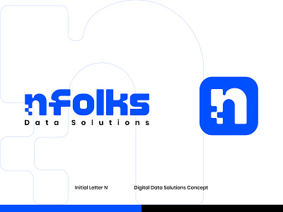 nFolks - Logo Design blue branding cloud computing concept data data migration digital flat icon illustrator letter n logo logo design minimal monogram negative space pixels solution typography wordmark