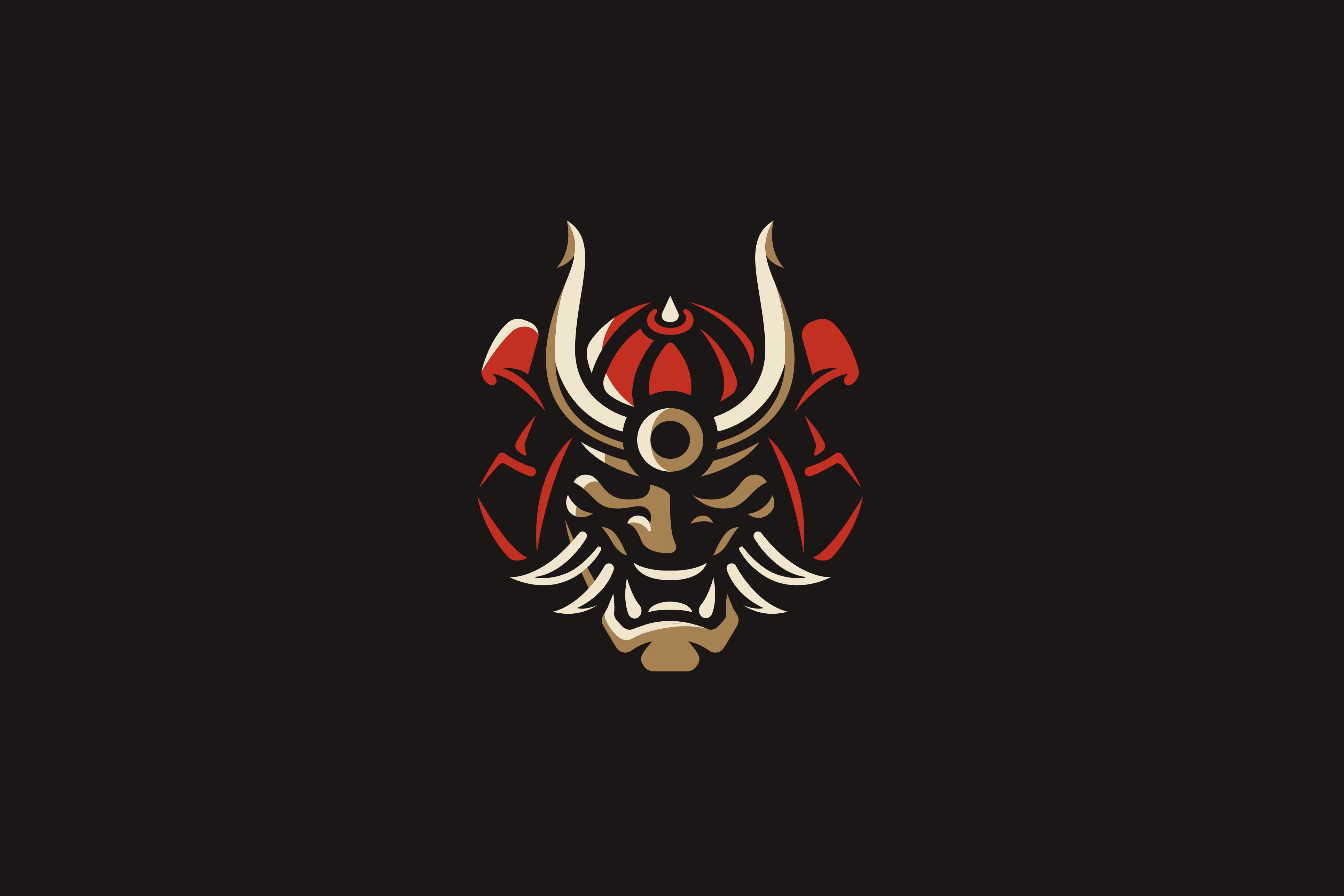 Samurai Logo Design branding design devil helmet illustration japan logo mascot mascot logo mask oni samurai shogun vector warrior
