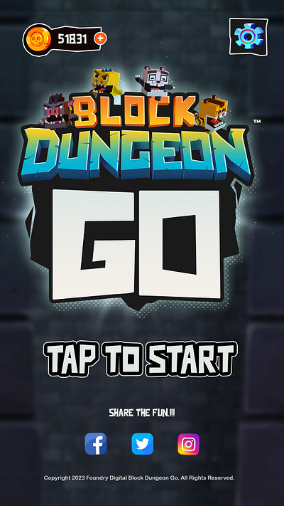 Block Dungeon Go UI Design animation branding motion graphics ui