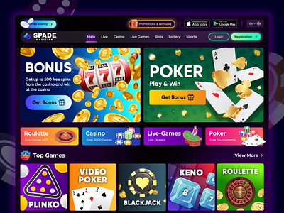 Gambling & iGaming | Landing Page | Casino app casino design figma gambilng graphic design igaming landing page ui ux
