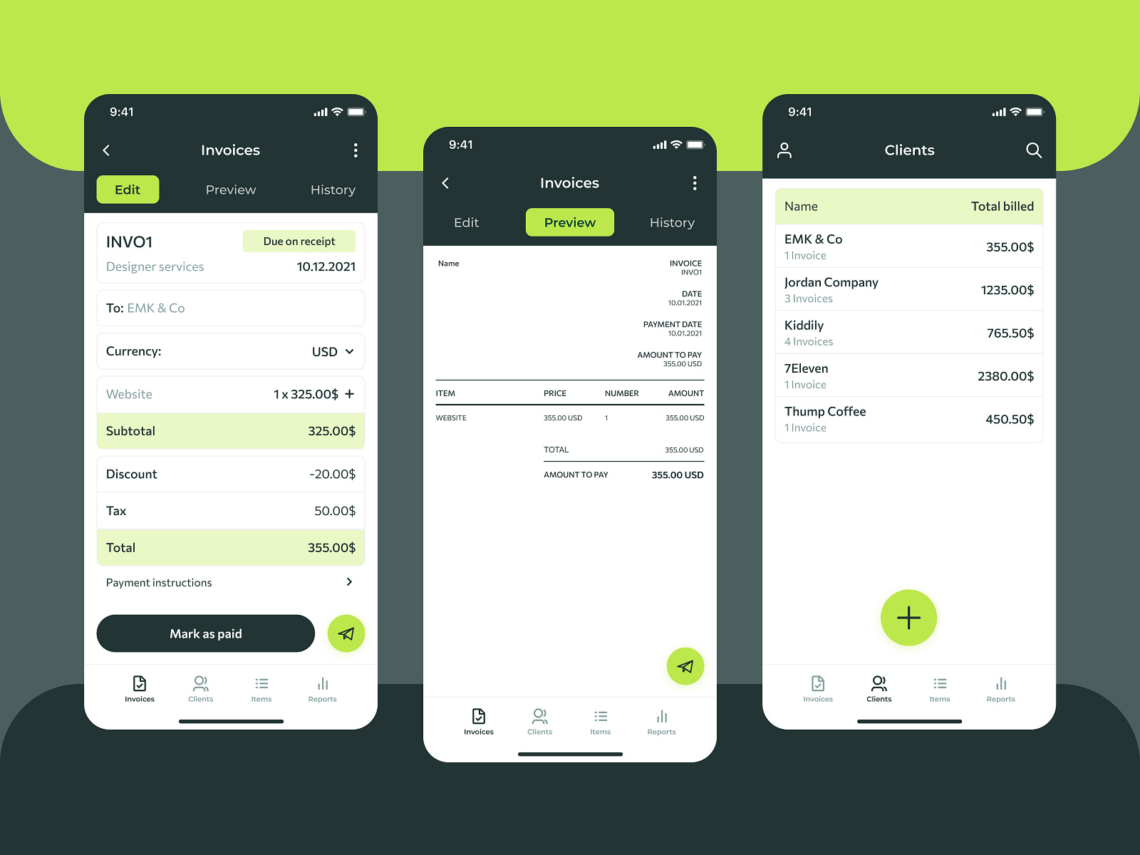 Mobile app | Invoices by Valeriya Ganina on Dribbble