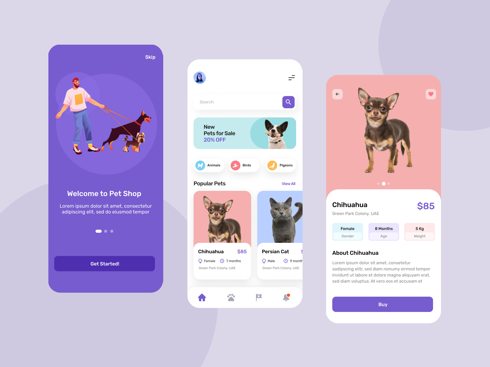 Pet Shop UI by Jamshaid Bhutta on Dribbble