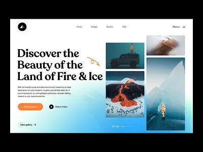 Travel Landing Page clean clean web creative dark destination europe explore home section iceland journey landing page minimal travel traveller travelling trip ui uiux vacation website