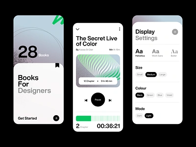 UI & Colour Exploration app books listen mobile player