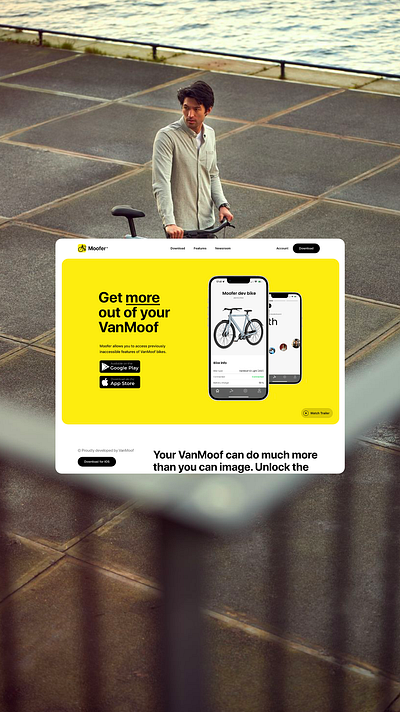 VanMoof Moofer App Landingspage webdesign UI adobe xd animation app home landingspage product page ui ux webdesign website