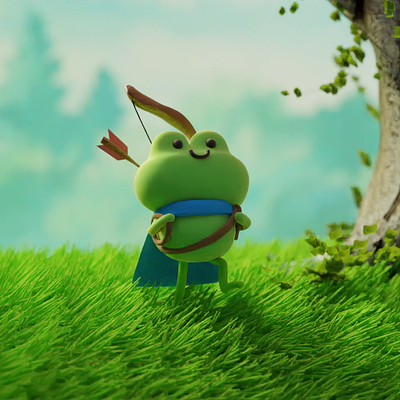 Frog going on an adventure 3d animation blender character illustration
