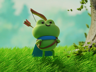 Frog going on an adventure 3d animation blender character illustration