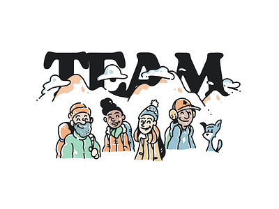 Go Team! collaboration concept art coworkers hikers hiking mountain climbers mountains team teammates teamwork