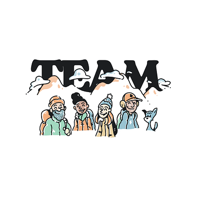 Go Team! collaboration concept art coworkers hikers hiking mountain climbers mountains team teammates teamwork