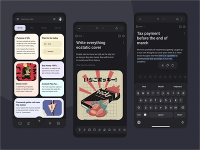 Note Mobile App android app app interaction articles assistant component design diary interaction ios manager mobile motion notes planner productivity saas text text decoration uiux