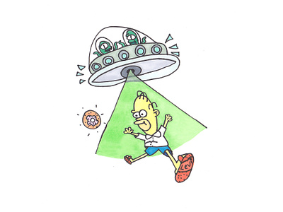 D'ohnut abduction aliens beam cartoon character doh doughnut drawing flying hand drawn homer homer simpson illustration markers simpsons space spaceship the simpsons