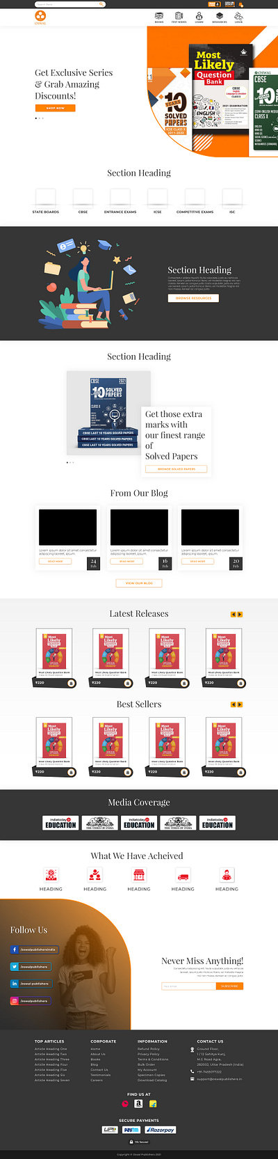 Oswal Publishers Website Mockup graphic design ui web design