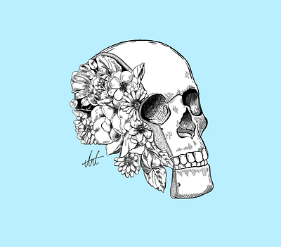 Flower Skull flower illustration logo skull